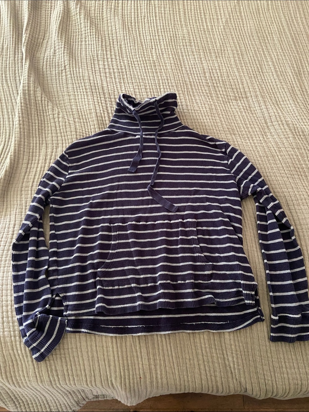 Pact Organic Cotton Striped Navy & White Pullover Hoodie